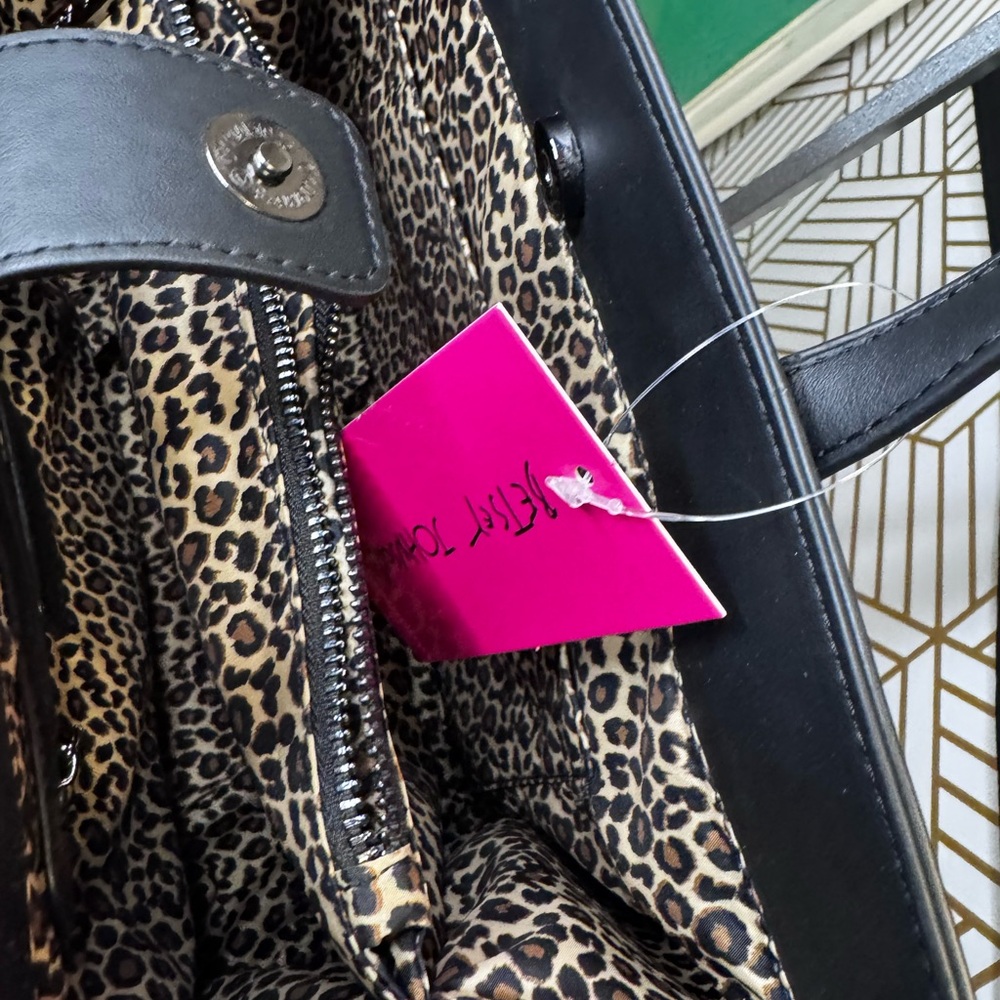 Betsey Johnson Black and Brown Leopard Tote - Picture 11 of 13